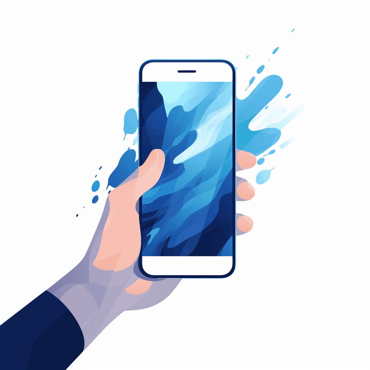Hand reaching for a mobile phone illustration